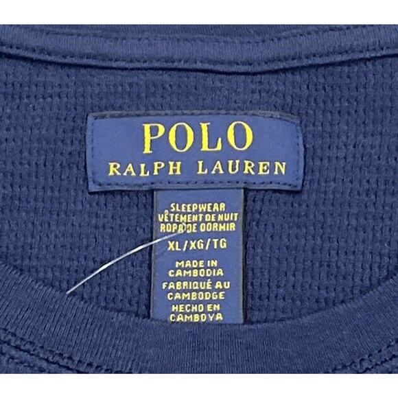 Polo Ralph Lauren Thermal Shirt Waffle Knit Crew Neck Allover Pony Print Mens XL - Picture 4 of 4